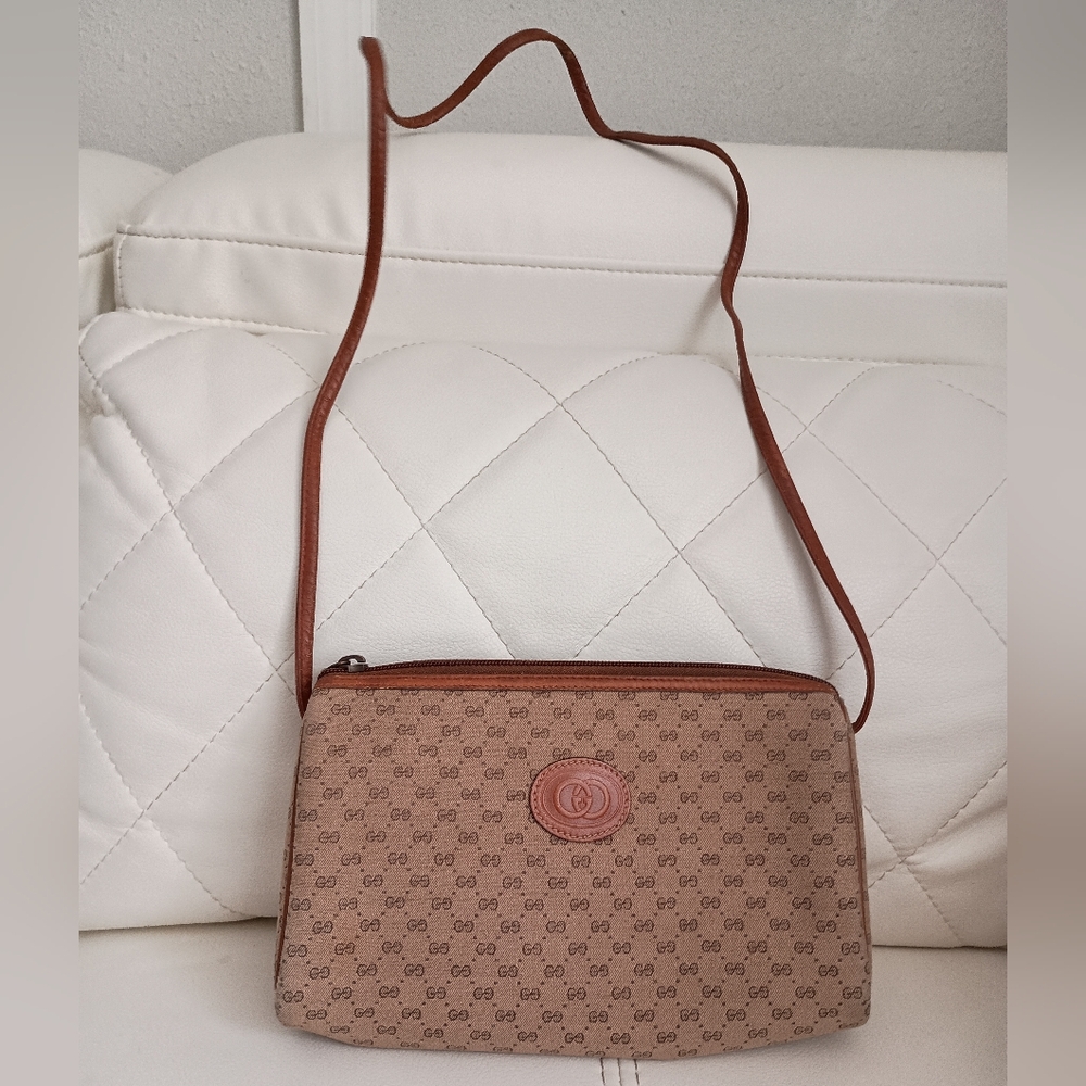 Vintage GUCCI Canvas Leather Micro GG Supreme Crossbody Bag